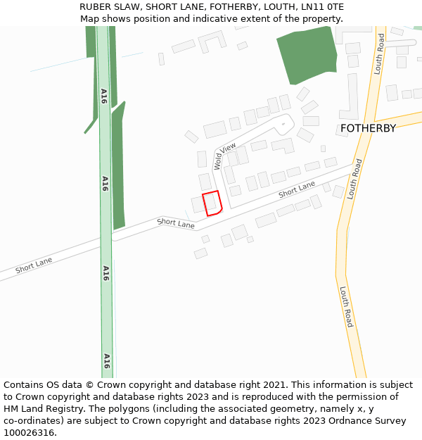 RUBER SLAW, SHORT LANE, FOTHERBY, LOUTH, LN11 0TE: Location map and indicative extent of plot