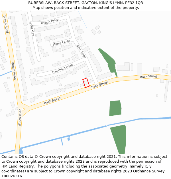 RUBERSLAW, BACK STREET, GAYTON, KING'S LYNN, PE32 1QR: Location map and indicative extent of plot