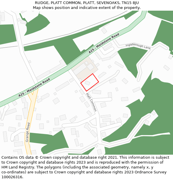 RUDGE, PLATT COMMON, PLATT, SEVENOAKS, TN15 8JU: Location map and indicative extent of plot