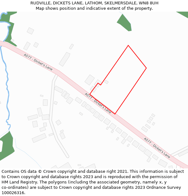 RUDVILLE, DICKETS LANE, LATHOM, SKELMERSDALE, WN8 8UH: Location map and indicative extent of plot