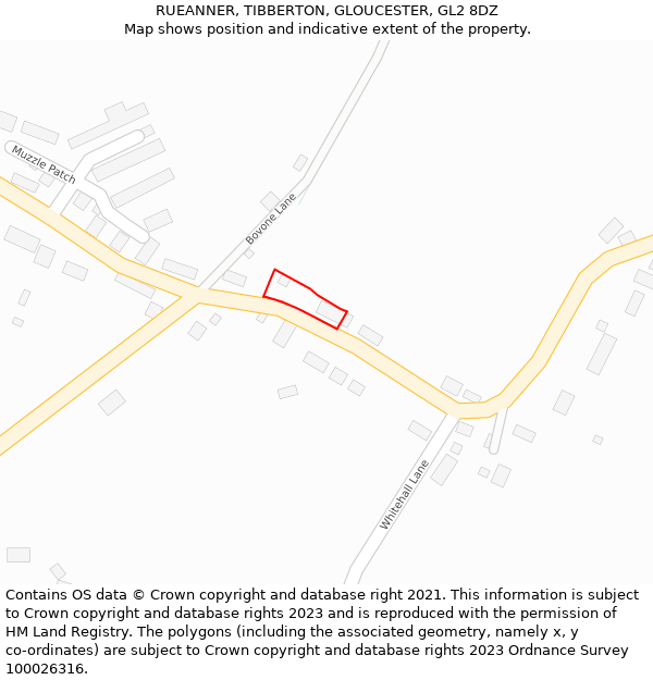 RUEANNER, TIBBERTON, GLOUCESTER, GL2 8DZ: Location map and indicative extent of plot