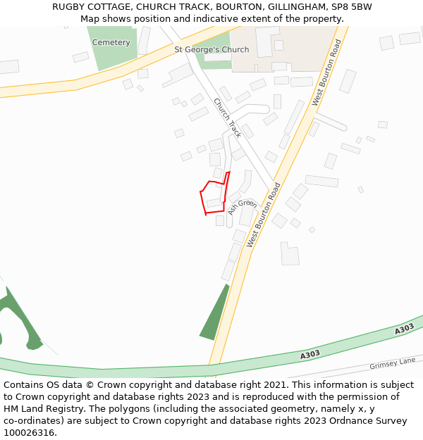 RUGBY COTTAGE, CHURCH TRACK, BOURTON, GILLINGHAM, SP8 5BW: Location map and indicative extent of plot