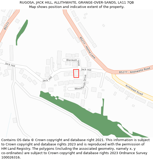 RUGOSA, JACK HILL, ALLITHWAITE, GRANGE-OVER-SANDS, LA11 7QB: Location map and indicative extent of plot