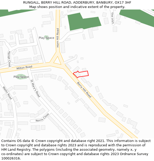 RUNGALL, BERRY HILL ROAD, ADDERBURY, BANBURY, OX17 3HF: Location map and indicative extent of plot