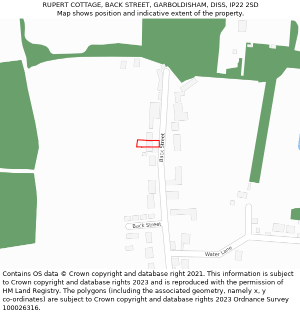 RUPERT COTTAGE, BACK STREET, GARBOLDISHAM, DISS, IP22 2SD: Location map and indicative extent of plot