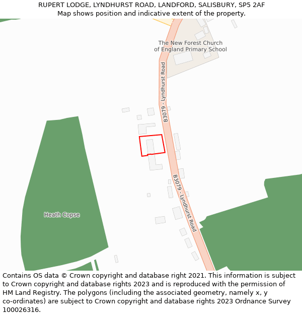 RUPERT LODGE, LYNDHURST ROAD, LANDFORD, SALISBURY, SP5 2AF: Location map and indicative extent of plot