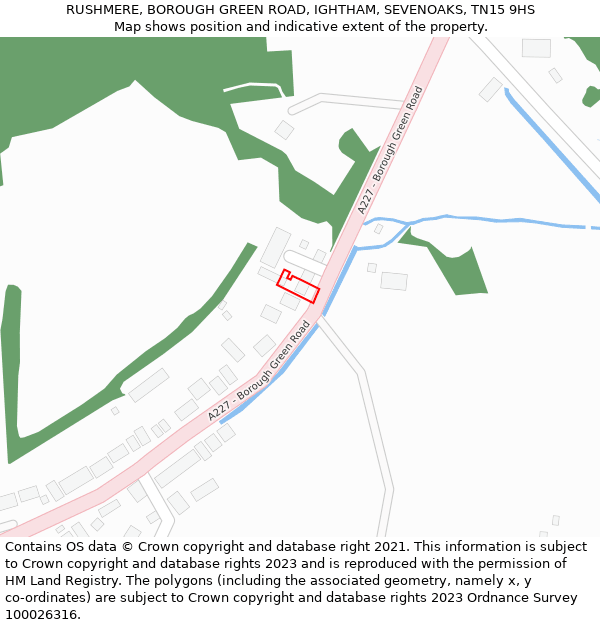 RUSHMERE, BOROUGH GREEN ROAD, IGHTHAM, SEVENOAKS, TN15 9HS: Location map and indicative extent of plot