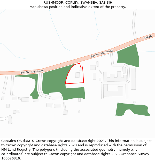 RUSHMOOR, COPLEY, SWANSEA, SA3 3JH: Location map and indicative extent of plot