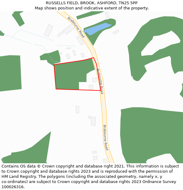 RUSSELLS FIELD, BROOK, ASHFORD, TN25 5PP: Location map and indicative extent of plot