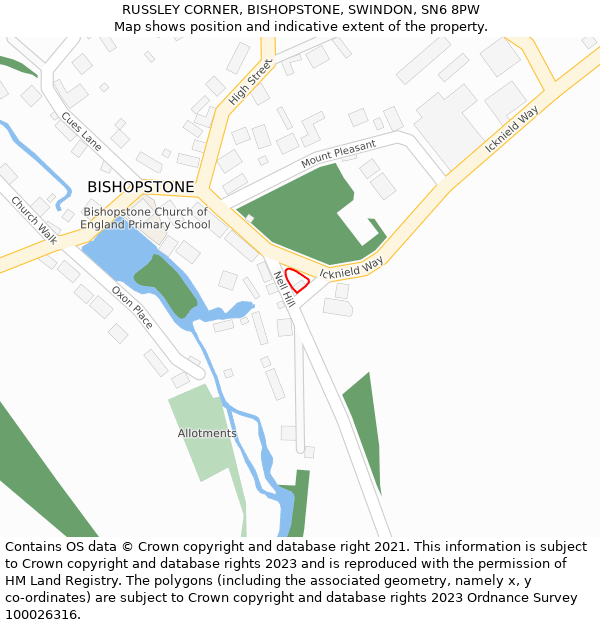 RUSSLEY CORNER, BISHOPSTONE, SWINDON, SN6 8PW: Location map and indicative extent of plot