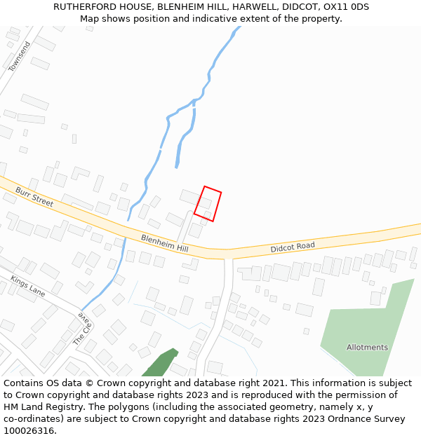 RUTHERFORD HOUSE, BLENHEIM HILL, HARWELL, DIDCOT, OX11 0DS: Location map and indicative extent of plot