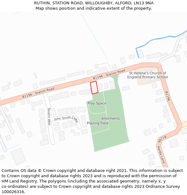 RUTHIN, STATION ROAD, WILLOUGHBY, ALFORD, LN13 9NA: Location map and indicative extent of plot