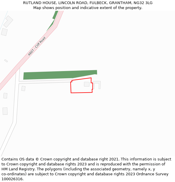 RUTLAND HOUSE, LINCOLN ROAD, FULBECK, GRANTHAM, NG32 3LG: Location map and indicative extent of plot