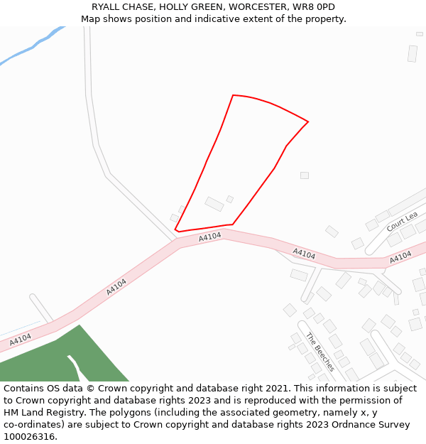 RYALL CHASE, HOLLY GREEN, WORCESTER, WR8 0PD: Location map and indicative extent of plot