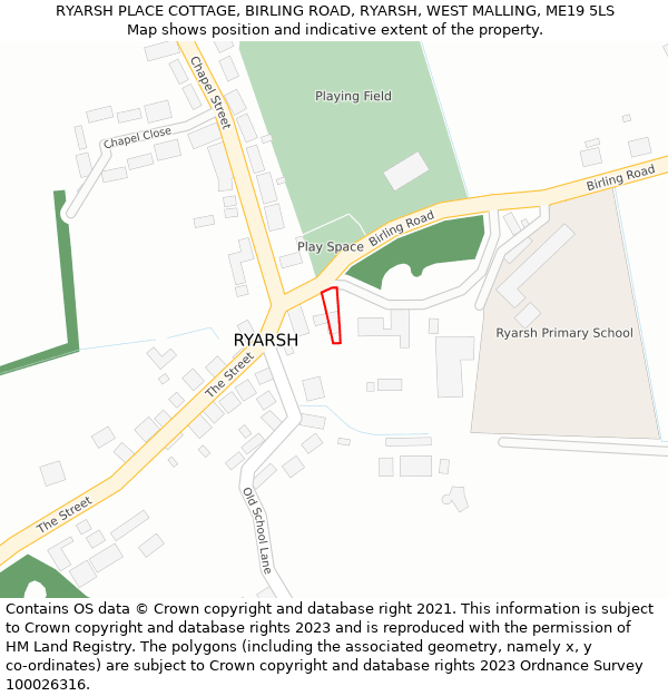 RYARSH PLACE COTTAGE, BIRLING ROAD, RYARSH, WEST MALLING, ME19 5LS: Location map and indicative extent of plot