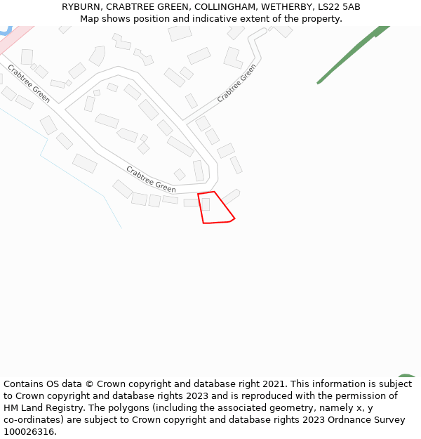 RYBURN, CRABTREE GREEN, COLLINGHAM, WETHERBY, LS22 5AB: Location map and indicative extent of plot