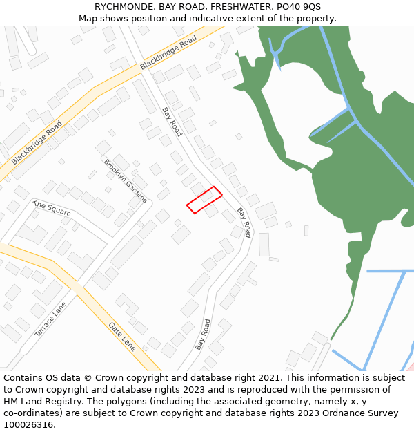 RYCHMONDE, BAY ROAD, FRESHWATER, PO40 9QS: Location map and indicative extent of plot