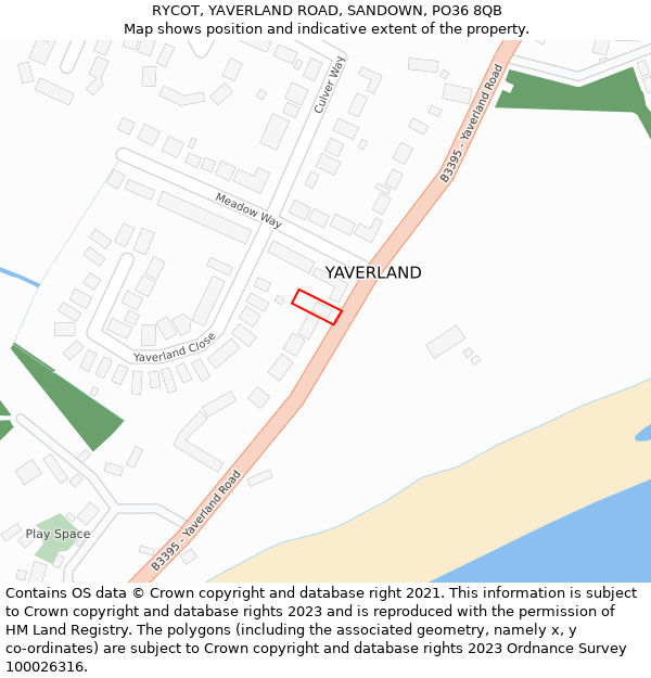 RYCOT, YAVERLAND ROAD, SANDOWN, PO36 8QB: Location map and indicative extent of plot