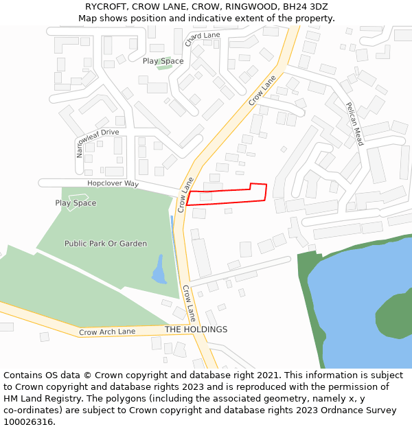 RYCROFT, CROW LANE, CROW, RINGWOOD, BH24 3DZ: Location map and indicative extent of plot