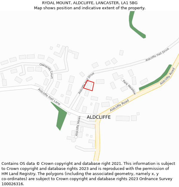 RYDAL MOUNT, ALDCLIFFE, LANCASTER, LA1 5BG: Location map and indicative extent of plot