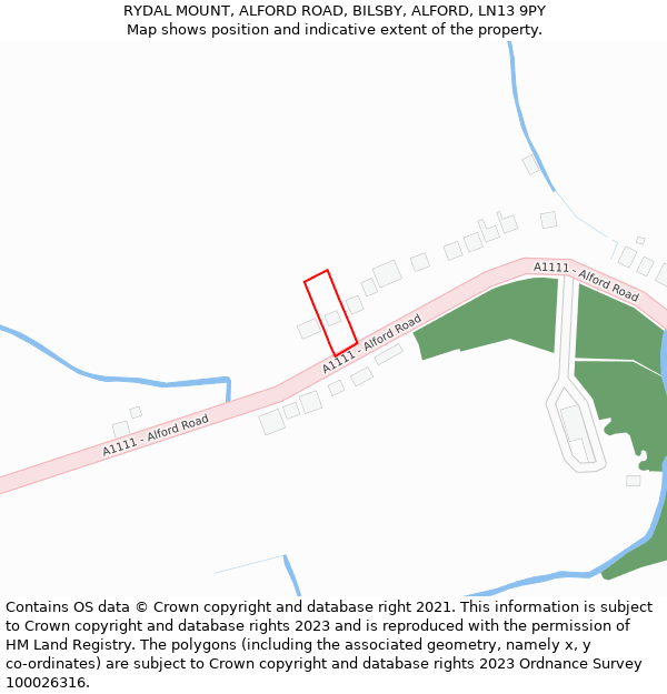 RYDAL MOUNT, ALFORD ROAD, BILSBY, ALFORD, LN13 9PY: Location map and indicative extent of plot