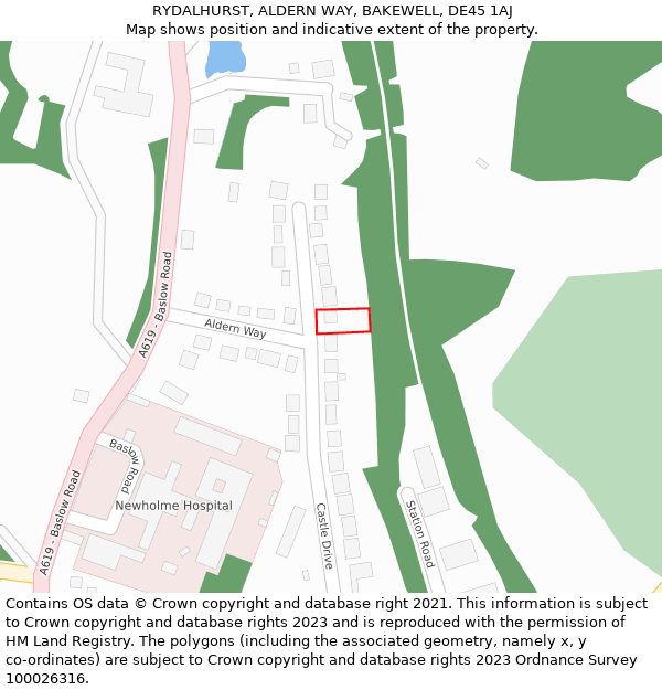 RYDALHURST, ALDERN WAY, BAKEWELL, DE45 1AJ: Location map and indicative extent of plot