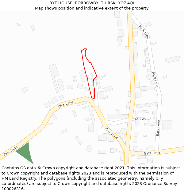 RYE HOUSE, BORROWBY, THIRSK, YO7 4QL: Location map and indicative extent of plot