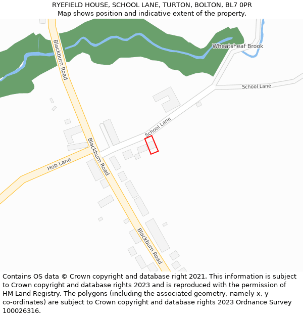 RYEFIELD HOUSE, SCHOOL LANE, TURTON, BOLTON, BL7 0PR: Location map and indicative extent of plot