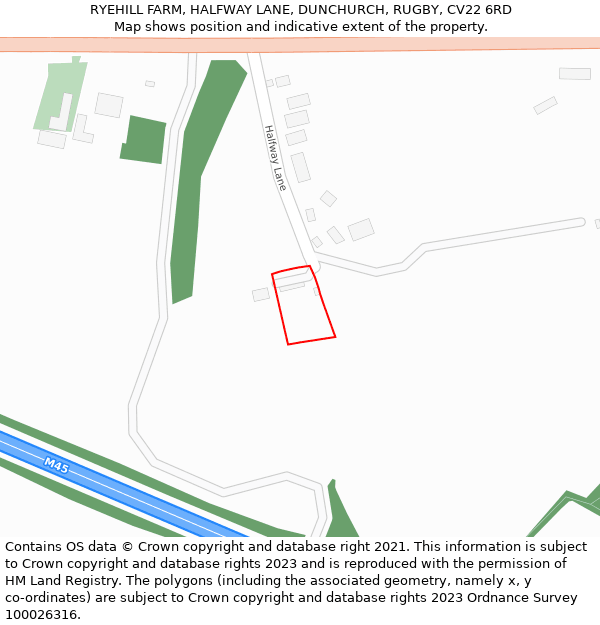 RYEHILL FARM, HALFWAY LANE, DUNCHURCH, RUGBY, CV22 6RD: Location map and indicative extent of plot