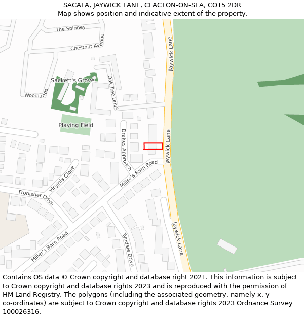 SACALA, JAYWICK LANE, CLACTON-ON-SEA, CO15 2DR: Location map and indicative extent of plot