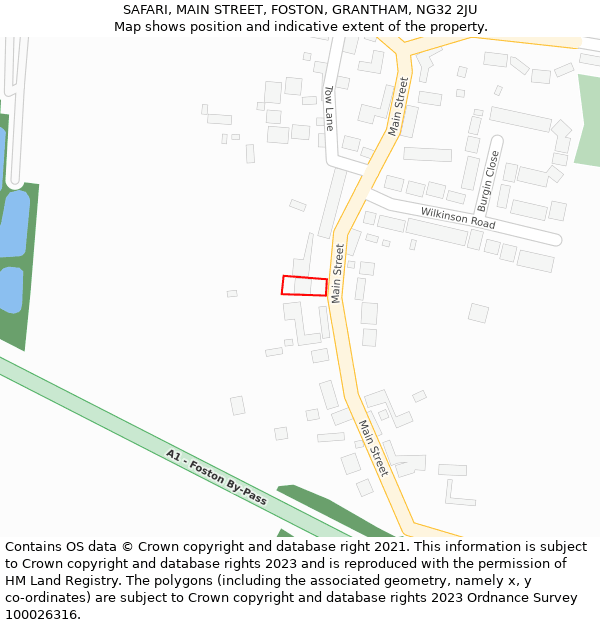 SAFARI, MAIN STREET, FOSTON, GRANTHAM, NG32 2JU: Location map and indicative extent of plot