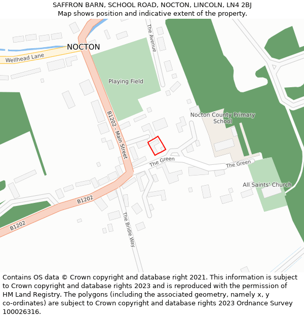 SAFFRON BARN, SCHOOL ROAD, NOCTON, LINCOLN, LN4 2BJ: Location map and indicative extent of plot