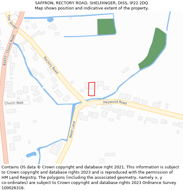 SAFFRON, RECTORY ROAD, SHELFANGER, DISS, IP22 2DQ: Location map and indicative extent of plot