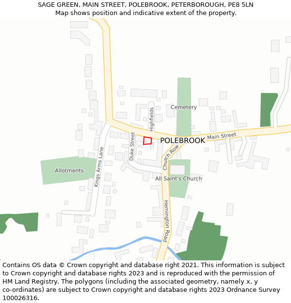 SAGE GREEN, MAIN STREET, POLEBROOK, PETERBOROUGH, PE8 5LN: Location map and indicative extent of plot