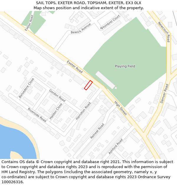 SAIL TOPS, EXETER ROAD, TOPSHAM, EXETER, EX3 0LX: Location map and indicative extent of plot