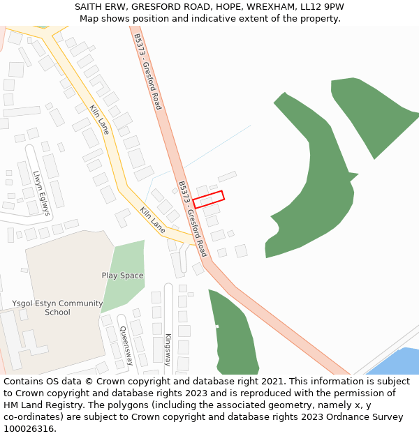 SAITH ERW, GRESFORD ROAD, HOPE, WREXHAM, LL12 9PW: Location map and indicative extent of plot