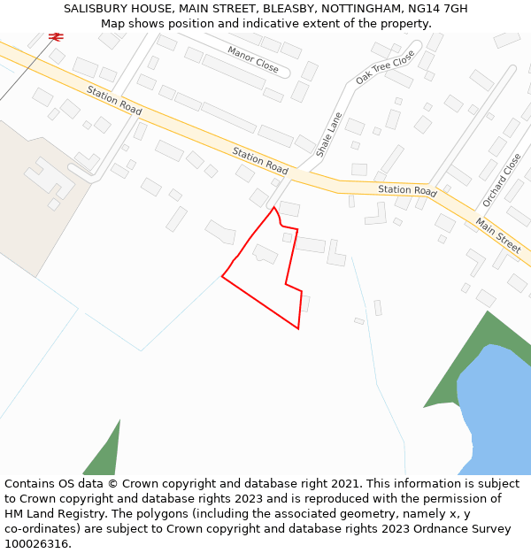 SALISBURY HOUSE, MAIN STREET, BLEASBY, NOTTINGHAM, NG14 7GH: Location map and indicative extent of plot