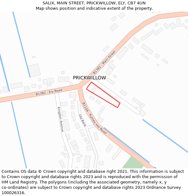 SALIX, MAIN STREET, PRICKWILLOW, ELY, CB7 4UN: Location map and indicative extent of plot