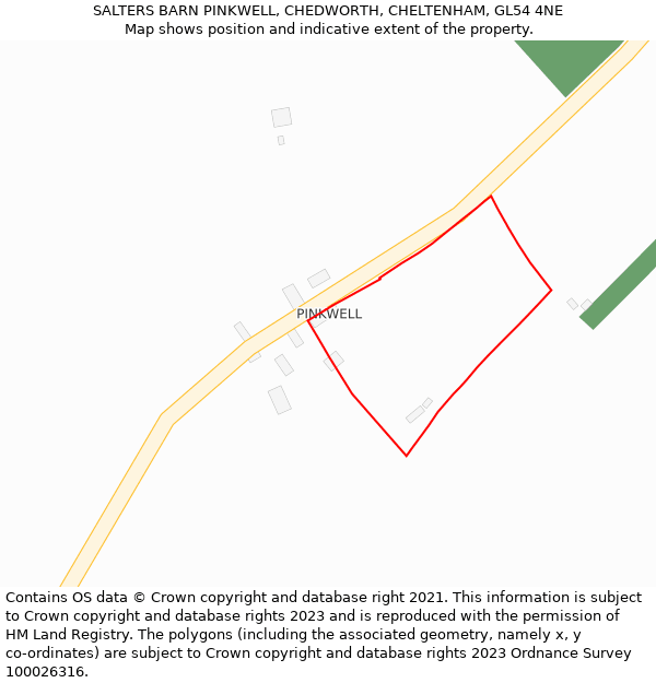 SALTERS BARN PINKWELL, CHEDWORTH, CHELTENHAM, GL54 4NE: Location map and indicative extent of plot