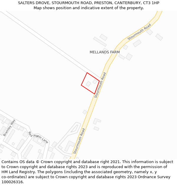 SALTERS DROVE, STOURMOUTH ROAD, PRESTON, CANTERBURY, CT3 1HP: Location map and indicative extent of plot