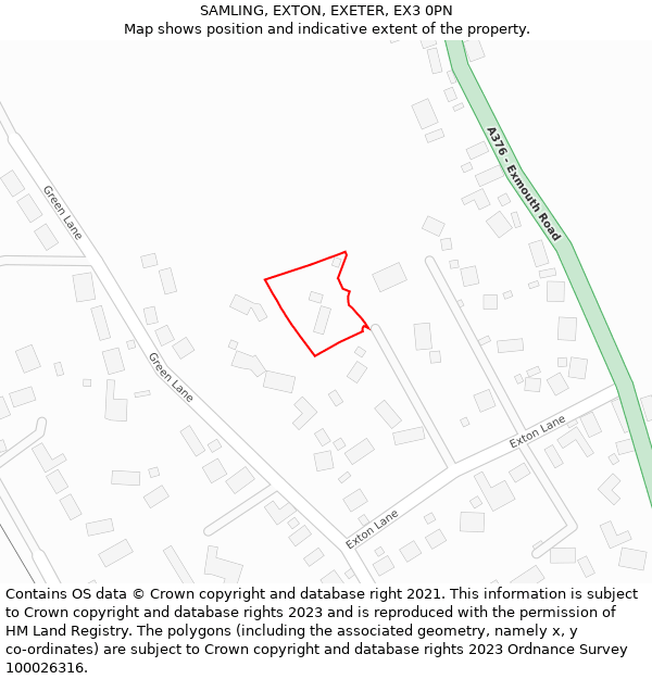 SAMLING, EXTON, EXETER, EX3 0PN: Location map and indicative extent of plot