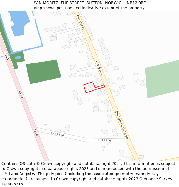 SAN MORITZ, THE STREET, SUTTON, NORWICH, NR12 9RF: Location map and indicative extent of plot