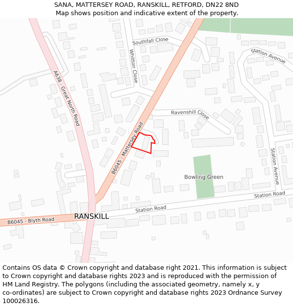 SANA, MATTERSEY ROAD, RANSKILL, RETFORD, DN22 8ND: Location map and indicative extent of plot