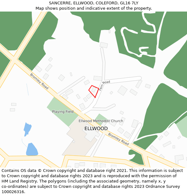 SANCERRE, ELLWOOD, COLEFORD, GL16 7LY: Location map and indicative extent of plot