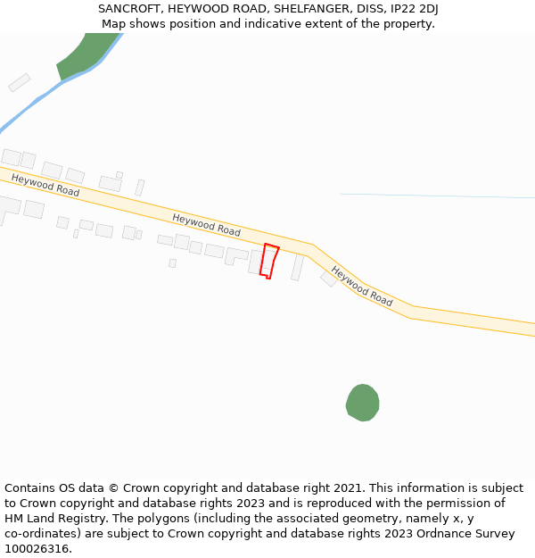 SANCROFT, HEYWOOD ROAD, SHELFANGER, DISS, IP22 2DJ: Location map and indicative extent of plot