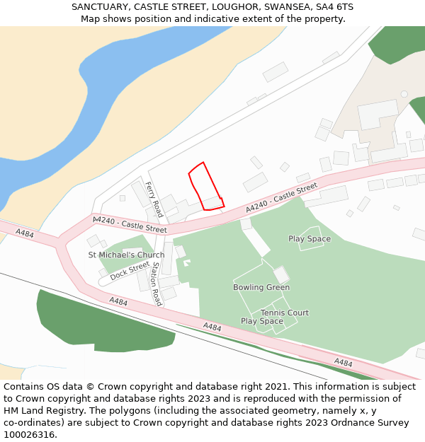 SANCTUARY, CASTLE STREET, LOUGHOR, SWANSEA, SA4 6TS: Location map and indicative extent of plot