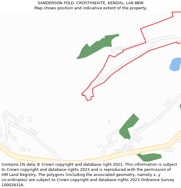 SANDERSON FOLD, CROSTHWAITE, KENDAL, LA8 8BW: Location map and indicative extent of plot