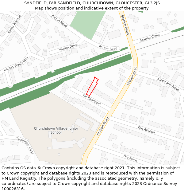 SANDFIELD, FAR SANDFIELD, CHURCHDOWN, GLOUCESTER, GL3 2JS: Location map and indicative extent of plot