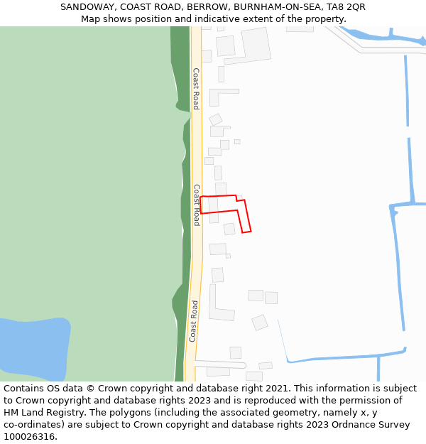 SANDOWAY, COAST ROAD, BERROW, BURNHAM-ON-SEA, TA8 2QR: Location map and indicative extent of plot