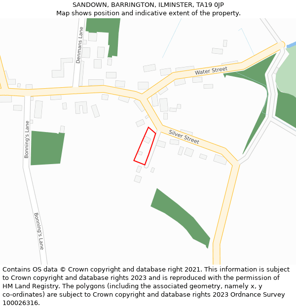 SANDOWN, BARRINGTON, ILMINSTER, TA19 0JP: Location map and indicative extent of plot